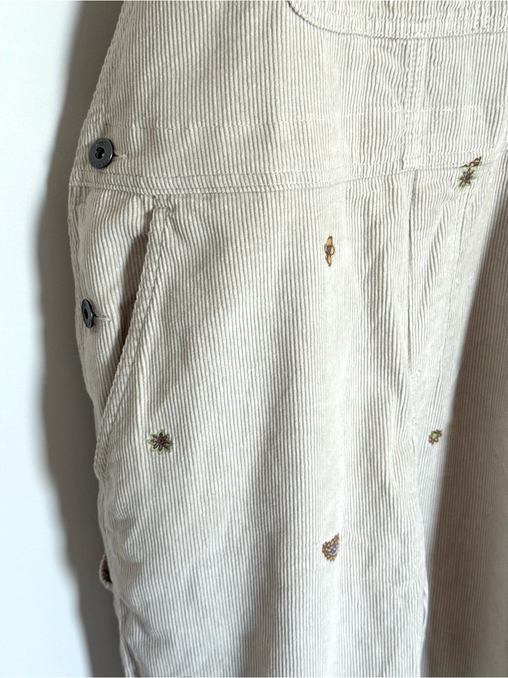 Vans Ground Work Hollywell Corduroy Embroidered Overalls Ivory Cream Medium - Picture 10 of 16